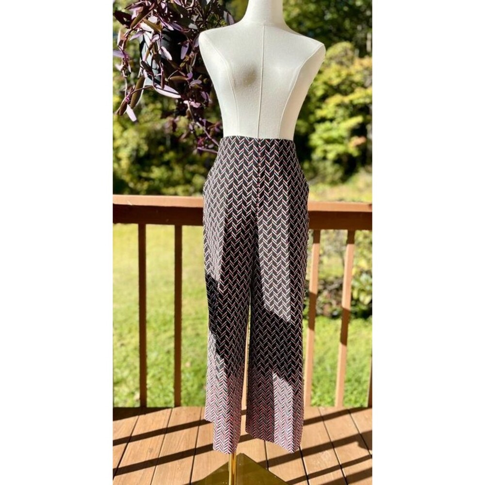 Zara Woman M High Rise Geometric Chevron Wide Leg Pants